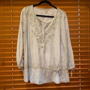 Banana Republic very light blue with sequin flowers blouse made in India…